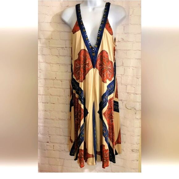 NWT Leifnotes for Anthropologie Paisley Sleeveless Swing Dress Sz. XS ret $145 - Picture 1 of 7